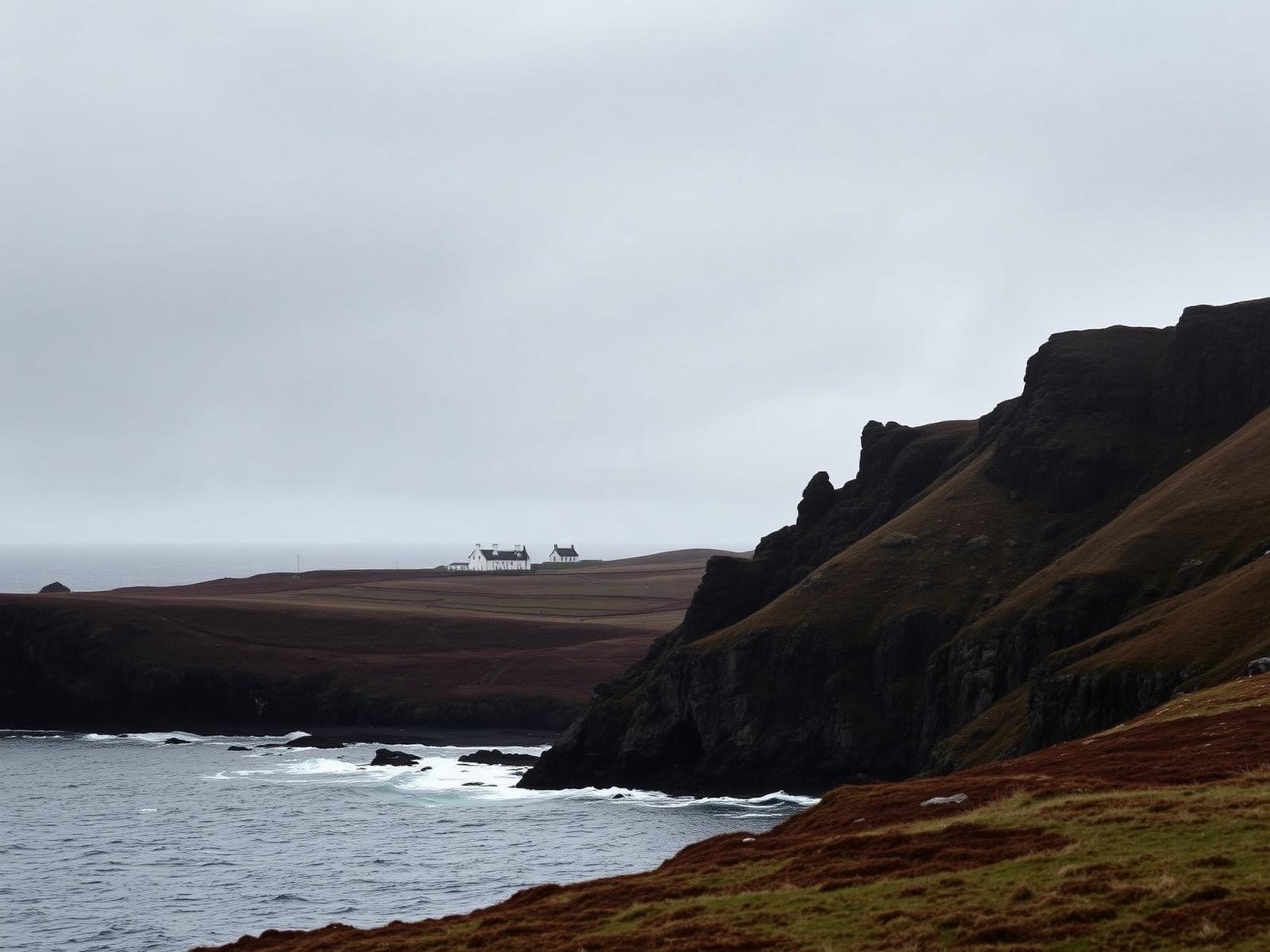 Rugged coastal landscape on the island of Islay in western Scotland, where the Lagavulin distillery was established in 1816